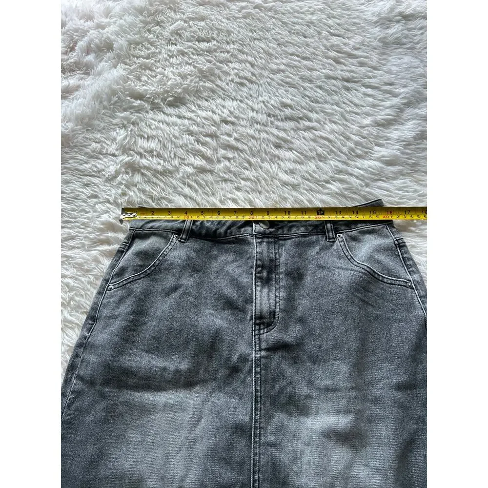 Urban Revivo Grey Denim Midi Skirt US 8 Vintage Style - Picture 7 of 8